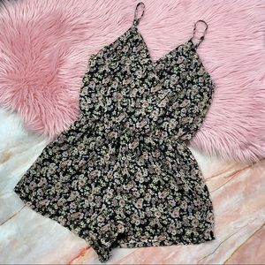 Floral Lined Cami V Neck Romper Playsuit L